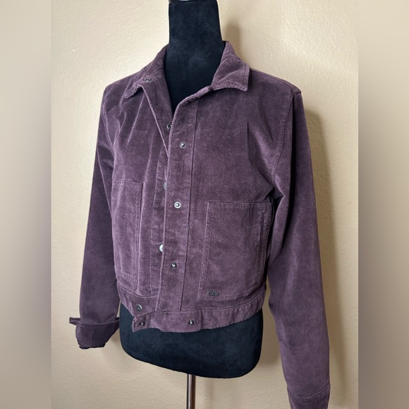 RVCA Corduroy Cropped Jacket Plum Color - Picture 1 of 6